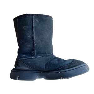 UGG Boot Women's Size W9 Ultra Short Black Suede Sheepskin Shearling Lined 5275